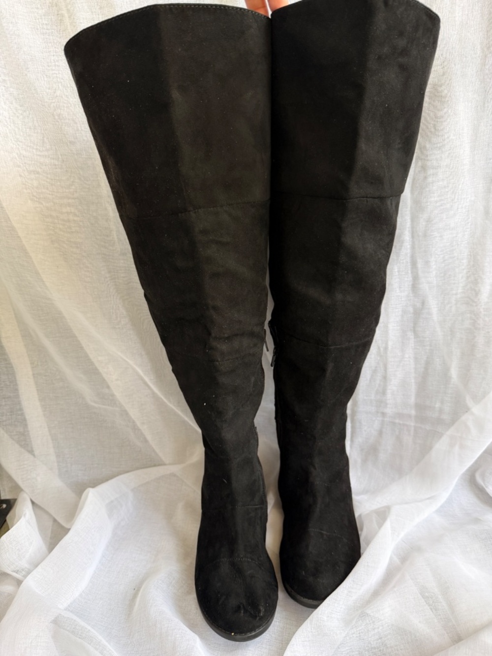 American Eagle Black faux Suede Knee High Boots | 8M | Wide Calf Tall Boots Boho - Picture 2 of 6